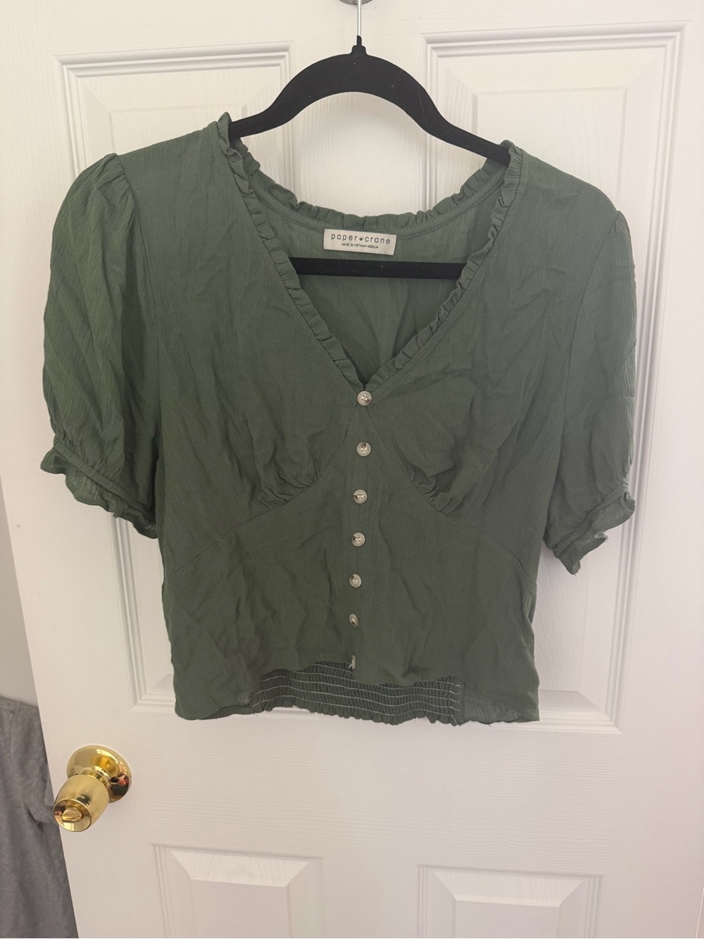 Paper Crane Green Blouse Size Medium